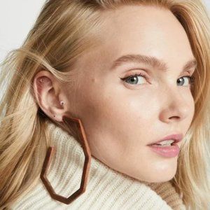 RACHEL COMEY Emory Acrylic Geometric Hoop Earrings ~ Tiger Brown NWOT